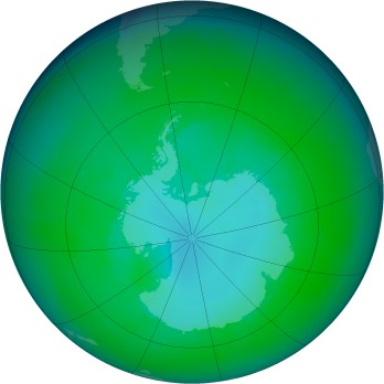 Antarctic ozone map for 1997-12